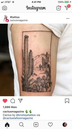 a small cactus tattoo on the left arm