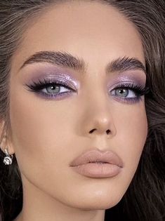 Lavender Eye Makeup Looks, Prom Makeup Looks For Lavender Dress, Lilac Eyeshadow Blue Eyes, Makeup For Periwinkle Dress, Blue Eye Makeup Looks Tutorial, Sultry Purple Eye Makeup, Purple Makeup For Blue Eyes, Purple Eyeshadow Looks Blue Eyes, Purple Grey Eyeshadow