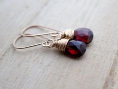 Garnet Dangle Earrings , Gold Genuine Gemstone January Birthstone Drop Earrings ,  Wrapped Garnet Elegant Hand Wrapped 14k Gold Filled Earrings, Pink Charm Bracelet, Garnet Drop Earrings, January Birthstone Jewelry, Dangle Earrings Gold, Garnet And Gold, Garnet Jewelry, January Birthstone, Wire Wrapped Earrings