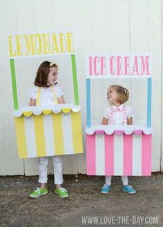 Kids Costume Ideas, Scary Kids Halloween Costumes, Ice Cream Birthday Party Theme, Halloween Costumes You Can Make, Kids Lemonade, Costume Ideas For Halloween, Scary Kids, Costumes College, Ice Cream Stand