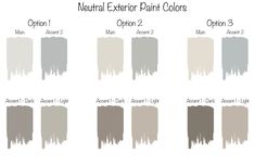 the neutral exterior paint colors are shown in several different shades and sizes, including one for each