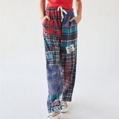 Soft And Comfortable, British Style Sizes Casual Patchwork Bottoms With Relaxed Fit, Casual Relaxed Fit Pants With Patchwork, Casual Plaid Patchwork Bottoms, Casual Patchwork Pants, Casual Blue Patchwork Pants, Casual Cotton Plaid Pants, Cotton Patchwork Pants For Work, Casual Plaid Cotton Pants, Casual Patchwork Bottoms For Work