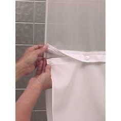 <p>The Escape Hookless Shower Curtain by Focus offers simple elegance and our patented Hookless time saving innovation. The white polyester fabric is accented by satin stripes and chrome rings for an upscale look that will match any bath decor. Escape includes our It's A Snap liner.</p><ul><li>Patented hookless flex-on ring technology allows you to install a shower curtain in less than 45 seconds</li><li>Features sheer voile window to let light into the shower</li><li>Includes replaceable snap i Shower Curtain Alternative, Clean Shower Curtain Liner, Sink Curtain, Hookless Shower Curtain, Cloth Shower Curtain, Long Shower Curtains, Cool Shower Curtains, Shower Curtain Liner, White Shower Curtain