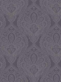 DWP024701 Mehndi Damask Purple and Silver Wallpaper Silver Damask Wallpaper Bedroom, Grey Bedroom Wallpaper Glitter, Light Puprle Wallpaper For Bedroom, Purple And Silver Wallpaper, Wallpaper Book, Room Bedding, Silver Wallpaper, Drops Patterns, Purple And Silver