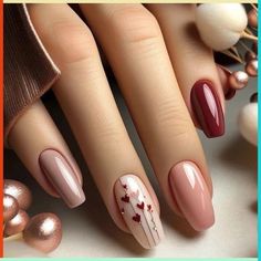 Coffin Press On Nails, Blush Nails, Nails Polish, Fall Nail Art, Stick On Nails, Autumn Nails, Fall Nail Designs, Valentine's Day Nails