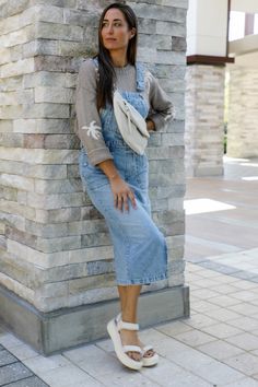 RAILS ZOEY SWEATER, FREE PEOPLE BARDOT DENIM SKIRTALL, DOLCE VITA DEBRA SANDAL IVORY SUEDE | dolce vita sandal | sweater weather | denim on denim | free people denim | denim dress Denim Fall Outfit, Denim Outfit Fall, Dolce Vita Sandals, Denim On Denim, Free People Denim, Denim Overalls