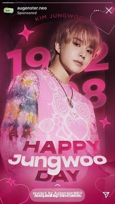 the poster for happyjungwo day is displayed in front of a pink background