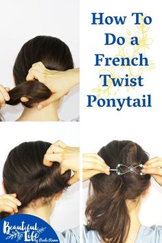 How to do a French Twist Ponytail! You may be familiar with the classic French Twist updo, but have you heard of its casual cousin, the French Twist Ponytail? The French Twist Ponytail is a fun variation of the classic French Twist hairstyle, and is great for long hair! It is also beautiful, comfortable, and a great everyday hairstyle.It works great for both long hair and medium-length hair. | French Twist Ponytail Tutorial French Twist Ponytail, Hair French Twist, French Twist Hairstyle, Easy Ponytail Hairstyles, Classic French Twist, Easy French Twist