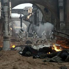 star wars battle scene with storm troopers in the background