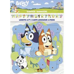 an image of two cartoon characters on a blue and green background with the words happy birthday