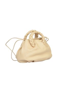 Bombon Shoulder Bag from Hereu Luxury Pouch Bag With Braided Handles, Beige Tote Bag For Evening, Trendy Evening Satchel With Braided Handles, Evening Bucket Bag With Braided Handles, Formal Tote Bag With Braided Handles, Evening Leather Bag With Braided Handles, Chic Beige Evening Bag With Double Handle, Formal Satchel Bag With Braided Handles, Beige Evening Tote Bag With Removable Pouch