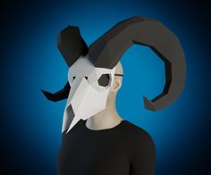 a man wearing a mask with horns and a goat's head