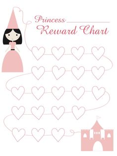 a princess reward chart with hearts in the shape of heart shapes and a castle behind it