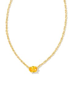 Cailin Gold Pendant Necklace in Golden Yellow Crystal | Kendra Scott Yellow Cable Chain Necklace As Gift, Birthstone Necklace With Round Pendant On Cable Chain, Yellow Cable Chain Necklace For Gift, Gift Yellow Cable Chain Necklace, Softball Necklace, Necklace Kendra Scott, 2024 Prom, Kendra Scott Necklace, Gold Pendant Necklace