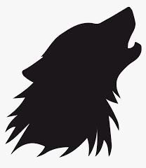 the silhouette of a wolf's head is shown in black on a white background