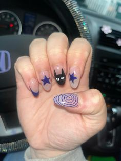 Coraline Nails Coraline Nails Easy, Easy Coraline Nails, Coraline Themed Nails, Marceline Nails, Coraline Inspired Nails, Coraline Nail Designs, Weird Nail Ideas