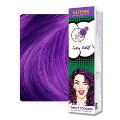 Streax Professional Hold & Play Funky Colours Hair Color, 100g - Crazy Violet 100g Violet Hair Color, Violet Hair Colors, Bleaching Your Hair, Violet Hair, Red Highlights, Instagram Handle