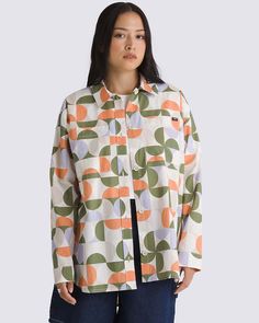 Kelson Oversized Shirt Circle Geometric Pattern, Oversized Long Sleeve Shirt, Vans Top, Half Circle, Print Pattern, Oversized Shirt, Oversized Fits, New Product, Print Patterns