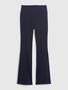 Made with 96% organically grown cotton.  Organic cotton is better for people and the environment because it's grown without the use of harmful synthetic pesticides and fertilizers.  Soft, stretch knit flare leggings.  Elasticized waist.  Certain styles have allover prints.  Easy, pull-on waist.  Slim through the hip and thigh.  Flares at the ankle. Navy Blue Flare Leggings, Hiking Outfit Leggings, Boot Leggings, Cute Hiking Outfit, Cute Outfits With Leggings, Navy Blue Leggings, Navy Uniforms, Flare Legging, Virtual Wardrobe