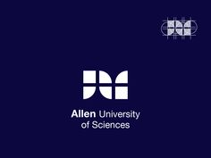 the allen university of science logo on a dark blue background with white letters that read allen university of science