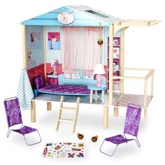 a doll house with furniture and accessories