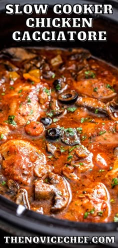 slow cooker chicken cacciatore with text overlay