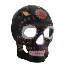 Whether It's For Play, Parties, Festivals Or As An Awesome Wall Display, This Fancy Day Of The Dead Style Sugar Skull Mask Features A Colorful Hand-Painted Elegantly Detailed Finish That Glows In The Dark! It's Made Of Durable And Lightweight Resin That's Molded For An Authentic Skull Look, And The Silken Ribbon Ties Help Ensure The Most Comfortable Fit For You. It's Both Fun And Fun To Wear, And Unlike Face Paint, You Won't Have To Wash Your Face Off At The End Of The Night, And You'll Be Able To Use It Any Time Of Year, For Years To Come! 9 X 7.5 X 4.5 Inch. Note: Due To Paint Defects On The Chin Of The Mask This Item Is Being Sold As 'Scratch And Dent' At A Reduced Price (Damage May Vary Sugar Skull Mask, Homemade Tie Dye, Skull Costume, Sugar Skull Costume, Rhinestone Halloween, Dark Skull, Green Face Mask, Batman Mask, Wolf Mask