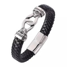 Items Condition: 100% Brand New Material: Stainless Steel / Genuine Leather Bracelet Color: Black Metal Color: Steel Color Quantity: 1pcs Size: Inner Perimeter 17.5cm - Suitable For The Wrist Circumference 160-170mm Inner Perimeter 18.5cm - Suitable For The Wrist Circumference 170-180mm Inner Perimeter 19.5cm - Suitable For The Wrist Circumference 180-190mm Inner Perimeter 20.5cm - Suitable For The Wrist Circumference 190-200mm Width: 1.1cm Warm Tips: Thanks For Your Visiting,Because Of The Phot Elegant Black Braided Bracelet For Formal Occasions, Elegant Black Metal Wristband, Elegant Black Metal Braided Bracelets, Classic Black Bracelets As Fashion Accessory, Casual Black Stainless Steel Braided Bracelet, Black Leather Bracelet Suitable As A Gift, Elegant Stainless Steel Bracelets With Black Band, Elegant Black Stainless Steel Braided Bracelets, Black Metal Braided Bracelets As Gift