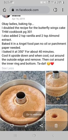 an instagramted photo shows how to make a cake in a bundt pan