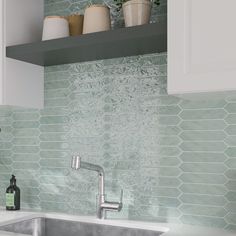 Reina Aqua Gloss Wall Seafoam Bathroom, Picket Backsplash, Picket Tile Backsplash, Matte Tile, Backsplash Designs, Tile Stores, Kitchen Tiles Backsplash, Tile Samples