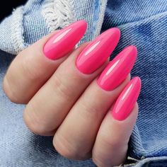 Hot Pink Acrylic Nails, Nail Almond, Nail Short, Nails Press Ons, Cruise Nails, Fake Nail Tips, Almond Press On Nails, Press On Nails Medium, Black Acrylic Nails