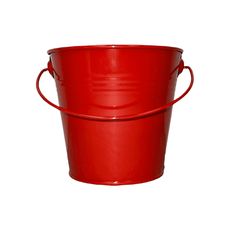 a red metal bucket on a white background