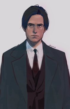 a drawing of a man in a suit and tie