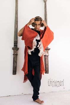 ⫸ We ship by EXPRESS EMS now for fast & safe delivery! Alma Libra red ochre linen kimono robe / mens cardigan is a super artsy exclusive piece from our new collection. It is a mix of bohemian, American Indian and oriental elements into an alchemical Chintamani masterpiece. This kimono jacket is Red Bohemian Outerwear For Festival, Red Bohemian Festival Outerwear, Red Bohemian Spring Cardigan, Red Cotton Summer Cardigan, Lightweight Long Red Outerwear For Beach, Long Red Beach Outerwear, Red Cotton Kimono For Festival, Red Bohemian Kimono For Fall, Long Red Cotton Outerwear