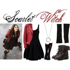 Scarlet Witch by sallyrose2 on Polyvore featuring Halston Heritage, Forever 21, Wolford, Charlotte Russe, John Hardy, Barneys New York, Quiksilver and ageofultron Emmett Cullen, Monkey Man, Jasper Hale, Everyday Cosplay