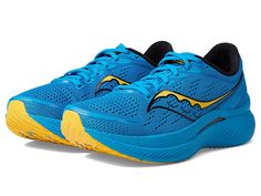 Saucony Endorphin Speed 3 - Men's Shoes : Ocean/Vizigold : Take unlimited leaps on right path, wearing Saucony Endorphin Speed 3 footwear. Breathable, perforated mesh upper. Textile lining. Removable textile insole. Composite toe. Lace closure. Lightly cushioned collar and tongue. EVERUN midsole. TRI-FLEX crystal rubber outsole. Imported. Measurements: Weight: 7 oz Product measurements were taken using size 9, width D - Medium. Please note that measurements may vary by size. Dynamic Running Shoes With Gel Cushioning, Blue Trail Running Shoes With Breathable Mesh For Marathon, Mesh Slip-on Running Shoes, Dynamic Slip-on Running Shoes With Arch Support, Functional Blue Walking Shoes For Marathon, Functional Blue Walking Shoes For Running, Functional Lace-up Walking Shoes For Marathon, Blue Dynamic Synthetic Trail Running Shoes, Blue Running Shoes With Breathable Mesh For Marathon