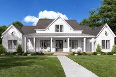 this is an artist's rendering of the farmhouse style house plans for small homes