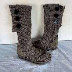 New, Never Worn Ugg Sweater Boots. Brown In Color. Cozy Outdoor Boots With Round Toe, Cozy Round Toe Outdoor Boots, Warm Outdoor Boots For Fall, Casual Warm Boots For Outdoor, Casual Warm Outdoor Boots, Cozy Leather Boots For Fall, Casual Medium Width Boots For Outdoor, Cozy Cold Weather Boots With Round Toe, Cozy Round Toe Boots For Cold Weather