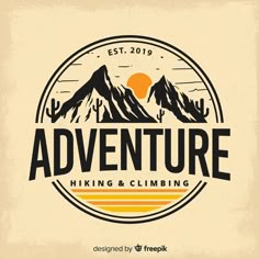 the logo for adventure hiking and climbing, designed by freepik on behance