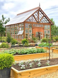 a wooden house surrounded by lots of plants