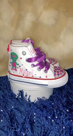 Converse Only at the moment  price will include shoe!  Make sure to include all details you want added on shoe  Name: colors: theme: size: age:  low top/high top  Add bling? Yes/No Baby/Toddler = #C sizes Pink Round Toe Sneakers For Birthday, Fun Hand Painted High-top Sneakers, Fun Hand-painted High-top Sneakers, Pink Lace-up Sneakers For Birthday, Fun Hand Painted High-top Custom Sneakers, Pink Low-top Sneakers For Birthday, White High-top Sneakers For Birthday, Cute High-top Sneakers For Parties, Casual Pink Sneakers For Birthday