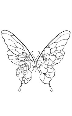 a butterfly with flowers on it's wings is shown in the shape of a flower