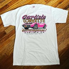 1991 Carlisle Corvette Show Printed On Vintage Jerzees Two In Stock Both Size Large New Without Tags White Crew Neck Top With Vintage Print, White Vintage Print Crew Neck Top, Retro White Shirt With Front Print, 90s Style White Shirt With Screen Print, White Short Sleeve Tops With Vintage Print, White Vintage Top With Vintage Print, White Retro Shirt With Vintage Print, Retro White Shirt With Vintage Print, White Dtg Printed 90s Tops