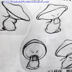 the drawing shows how to draw mushrooms with different shapes and sizes, as well as their names