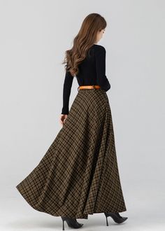 Swing Wool Skirt Maxi Wool Plaid Skirt Wool Circle Skirt - Etsy 日本 Winter Maxi Skirt Outfit, Autumn Skirt, Maxi Skirt Winter, Wool Plaid Skirt, Cold Weather Outfits Winter, Skirt Winter, Skirt Wool, Winter Skirt Outfit, Winter Outfits Cold