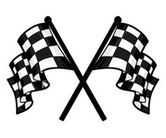 two crossed checkered flags flying in the wind