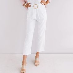 Never Worn, White High Waisted Capri Trousers. High Waisted Trouser Pants, Capri Trousers, High Waisted Trousers, Pants Color, Trouser Pants, Pant Jumpsuit, Capri, Color White, Pants For Women