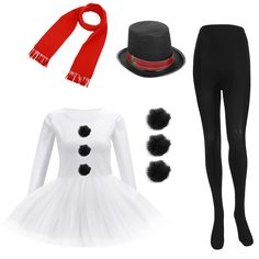 PRICES MAY VARY. Snowman Costume: you will receive a cute and charming Christmas costumes for women set, including 1 white tutu, 1 red scarf, 3 black faux rabbit fur balls with pins, 1 pair of opaque black leggings and 1 snowman hat with holly and berries Reliable Materials: snowman costume set is made of safe materials; The white tutu is made of quality fabric and mesh, beautiful and reliable, can also be worn as a tutu or daily dress; The red scarf and black tights are made of comfortable fabric; The black fur ball is made of artificial rabbit fur; The black Christmas hat is made of non woven fabric; Not only can be applied as a Christmas cosplay costume, but also can be separated as a daily accessory 5 Different Size to Choose: the snowman Christmas costume for women design has 5 sizes, Dress Up As Christmas Character, Snowman Outfit Women, Easy Christmas Costumes, Christmas Diy Costumes, Christmas Fancy Dress Ideas Women, Cute Christmas Costumes, Holiday Character Outfits Christmas, Christmas Costume Party Ideas, Christmas Movie Characters Dress Up