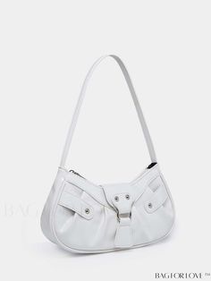 BagForLove - Sleek Buckle-Adorned Baguette Bag: The Epitome of Minimalism Product Description Color White Details Grommet Eyelet Magnetic Yes Bag Size Medium Type Hobo Bag Strap Type Adjustable Pattern Type Plain Closure Type Flap Style Fashionable Composition 100% Polyester Material PU Leather Size Chart INCH CM Bag Length Bag Width Bag Height Handle Height 10.6 inch 2.4 inch 5.9 inch 9.8 inch Bag Length Bag Width Bag Height Handle Height 27 cm 6 cm 15 cm 25 cm Details Pictures Similar Products Casual Evening Handheld Baguette Bag, Casual Evening Baguette Bag With Adjustable Strap, Baguette Bag, Bag Straps, Hobo Bag, Pu Leather, 4 Inch, Color White, Buckle