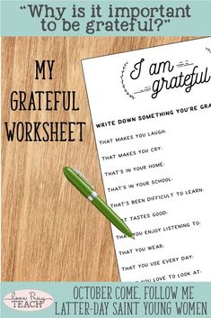 a wooden table with a pen and paper on it that says, why is it important to be grateful?